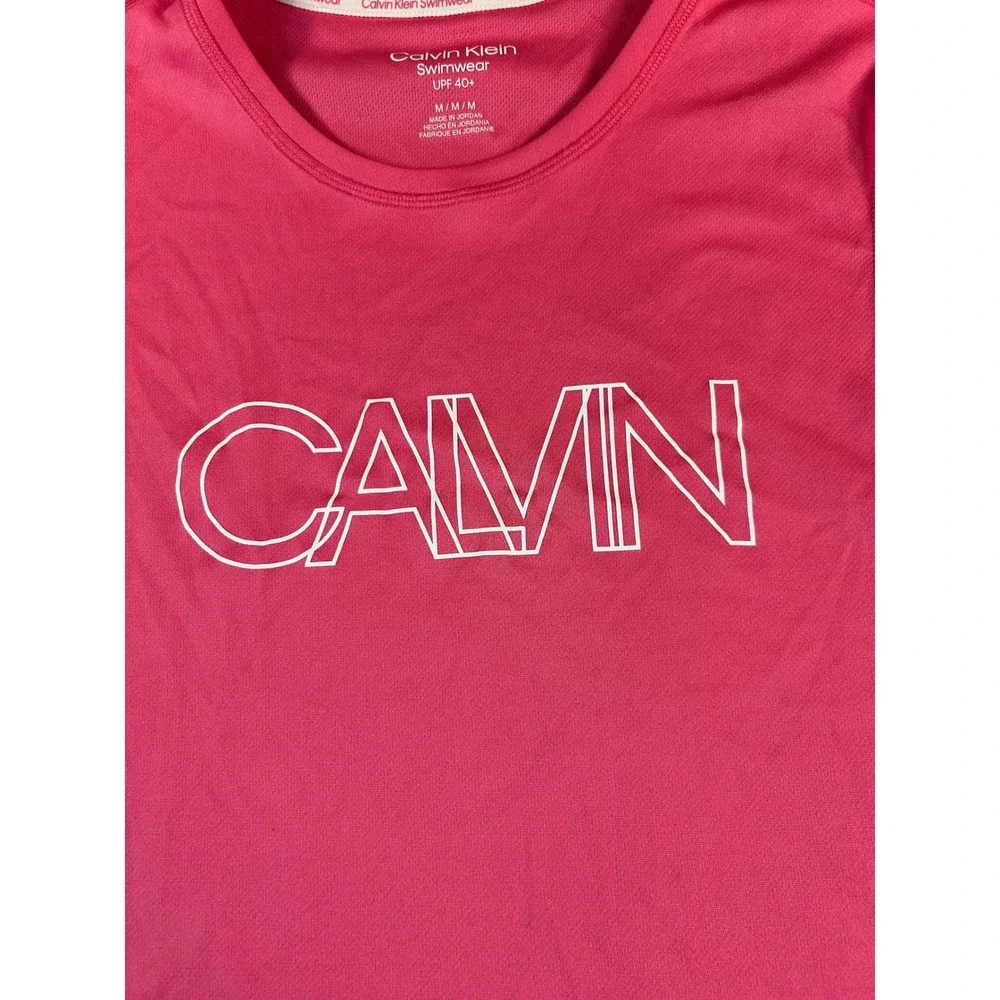 Calvin Klein Swimwear Pink Logo Rash Guard Tank Top UPF 40+ Womens Medium